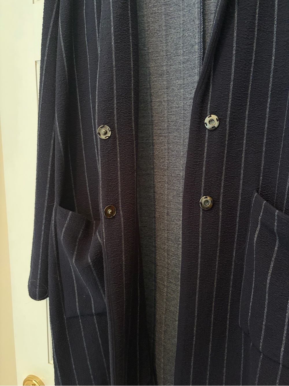 NWT Anthropologie Harlyn Navy Pinstripe Open-Front Coat - Picture 9 of 12